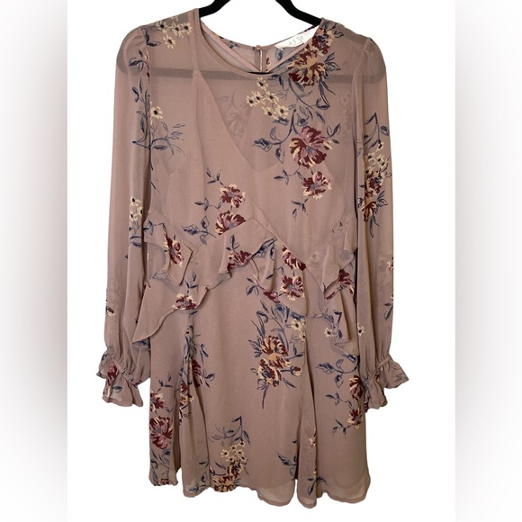 ASTR the Label | Heather Mauve Floral Print Long Sleeve Dress - Picture 5 of 11